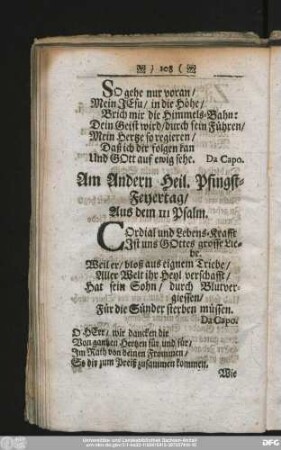 Am Andern Heil. Pfingst-Feyertag, Aus dem 111 Psalm.