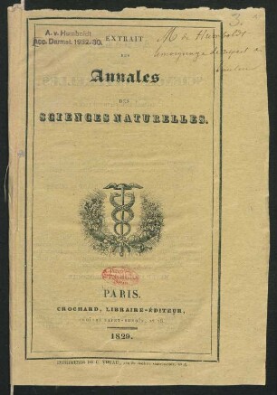 "Mémoire pour servir a l'histoire du Tapir; Et description d'une espèce nouvelle appartenant aux hautes régions de la cordilière des Andes."