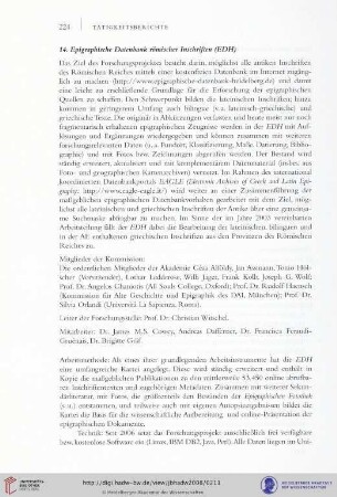 14. Epigraphische Datenbank römischer Inschriften (EDH)
