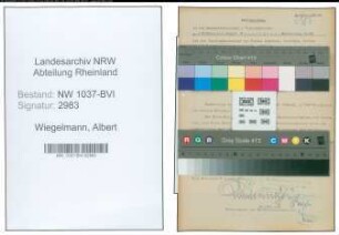 Entnazifizierung Albert Wiegelmann , geb. 23.01.1891 (Werkmeister)