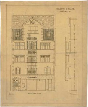 Billing, Hermann; Karlsruhe, Amalienstr. 59; Haus Durand - Vorderfassade (Ansicht; Schnitt)