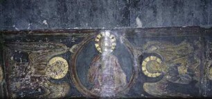 Thronender Christus im Clipeus von Engeln getragen