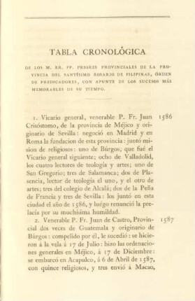 Tabla cronológica de los M. RR. PP. Priores Provinciales de la Provincia del Santísimo Rosario de Filipinas ...