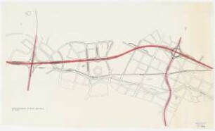 Sanierung Kreuzberg, Berlin Untersuchungen und Planungen von Werner March: Schnellstraßenkreuz im Bezirk Kreuzberg, 1:5000