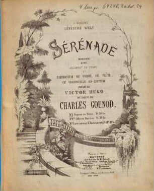 Sérénade : (Berceuse) ; avec accompagt. de piano et harmonium ou violon, ou flûte ou violoncelle ad-libitum