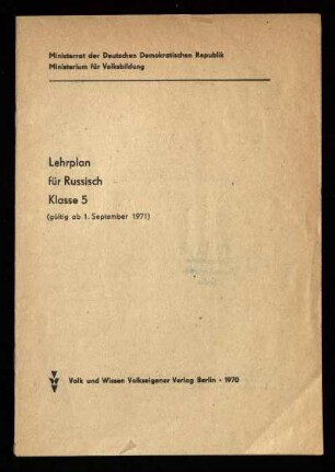 1970: Klasse 5 : (gültig ab 1. September 1971)