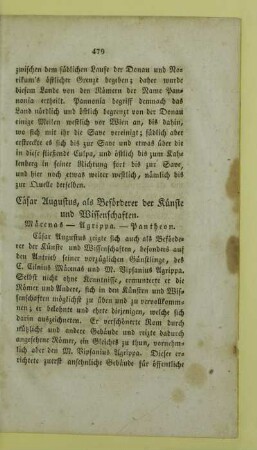 Caesar Augustus, als Befoerderer der Kuenste und Wissenschaften. Maecenas - Agrippa. - Pantheon