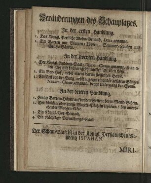 Veränderungen des Schauplatzes.