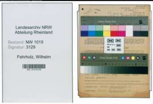 Entnazifizierung Wilhelm Fehrholz , geb. 30.10.1903 (Herbergsleiter)