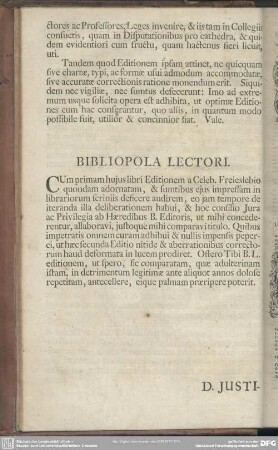Bibliopola Lectori