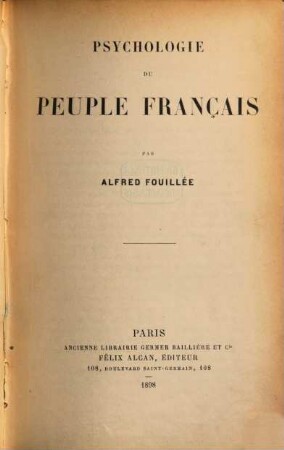 Psychologie du peuple français