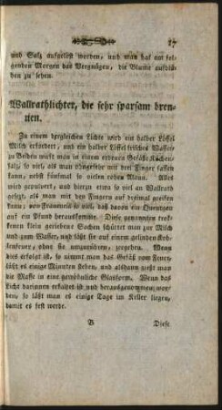 Wallrathlichter, die sehr sparsam brennen
