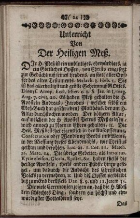 Unterricht Von Der Heiligen Meß.