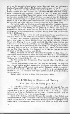 Die I. Abteilung in Flandern und Roubaix.