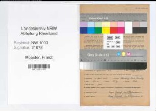 Entnazifizierung Franz Koester, geb. 13.04.1892 (Telegrafenassistent)