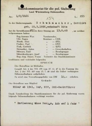 Schuhmacher, Gottlieb