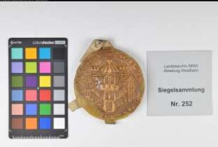 Siegler: Münster, Stadt Überlieferungsart: Original (restauriert). Stoff: Wachs Farbe: farblos Form: rund. Durchmesser: Art: Typ: Umschrift:
