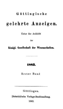 1883,1: Göttingische gelehrte Anzeigen