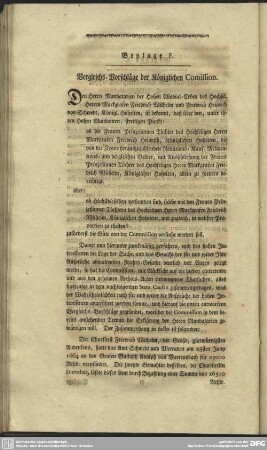 Beylage F. Vergleichs-Vorschläge der Königlichen Comission
