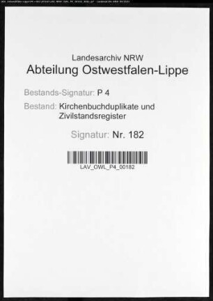 Zivilstandsregister der Stadt Lünen (A 1813). (Gemeinde: Lünen, Stadt)