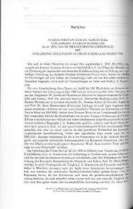 Feierlichkeiten zum 200. Geburtstag von Johann Andreas Schmeller