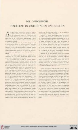Der griechische Tempelbau in Unteritalien und Sicilien