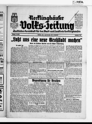 Recklinghäuser Volks-Zeitung : Heimatblatt für den Stadt- und Landkreis Recklinghausen