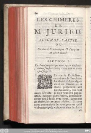 Section I. La clarté prophetique vient aprés plusieurs autres fausses clartez : elle doit au moins estré suspecte.