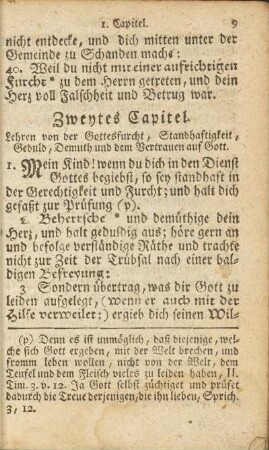 Zweytes Capitel. Lehren von der Gottesfurcht, Standhaftigkeit...