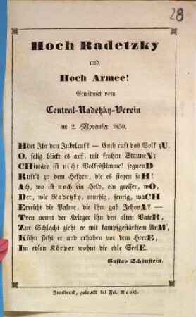 Hoch Radetzky und Hoch Armee !