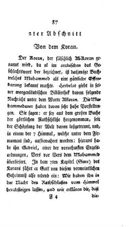 2ter Abschnitt. Von dem Koran.