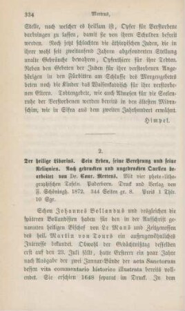 334-345 [Rezension] Mertens, Conrad, Der heilige Liborius
