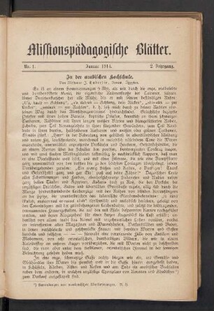 Nr. 1. Januar 1914