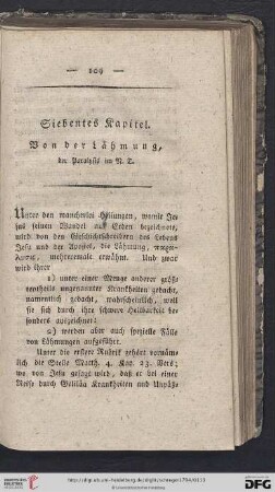 Siebentes Kapitel: Von der Lähmung, der Paralysis im N.T.