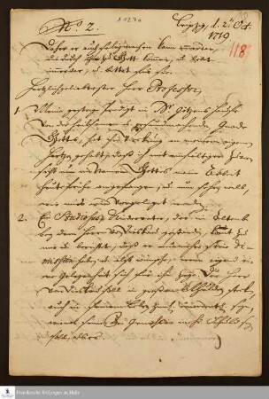 Brief von Heinrich Julius Elers an August Hermann Francke.