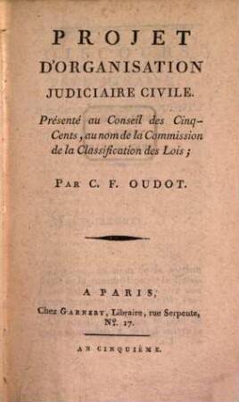 Projet d'Organisation judiciaire civile