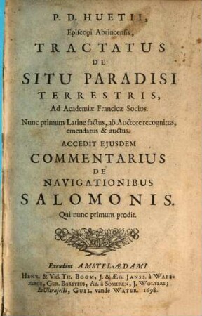 Tractatus de situ paradisi terrestris ...