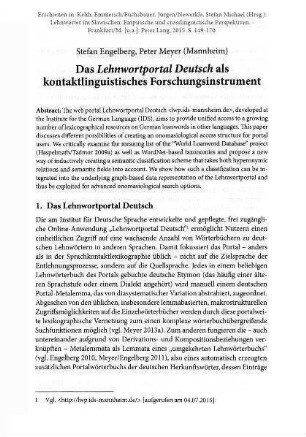 Das Lehnwortportal Deutsch als kontaktlinguistisches Forschungsinstrument