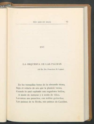 XVI La orquesta de las palmas : (Al Dr. Dn. Francisco H. López)