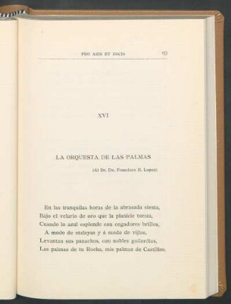 XVI La orquesta de las palmas : (Al Dr. Dn. Francisco H. López)
