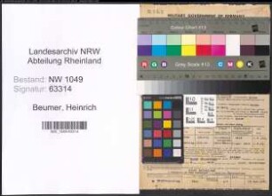 Entnazifizierung Heinrich Beumer , geb. 18.10.1907 (Schlosser)