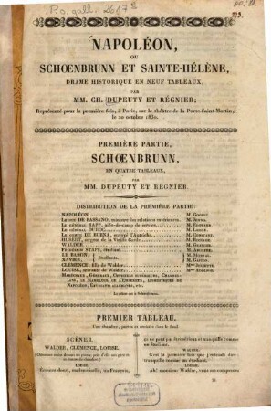 Napoléon, ou Schoenbrunn et Sainte-Hélène : drame historique en neuf tableaux