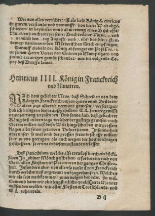 Heinricus IIII. König in Franckreich und Navarren.
