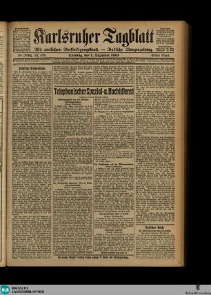 Karlsruher Tagblatt, Erstes bis Sechtes Blatt