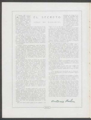 El secreto : (Hoja de romance)