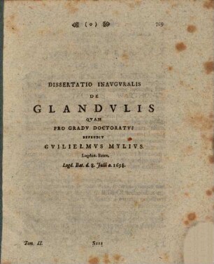Diss. inaug. de glandulis : [Lugd. B., 1698]