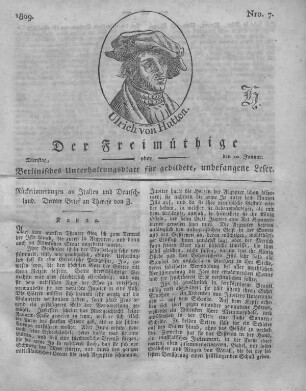 Nro. 7., Dienstag, den 10. Januar 1809