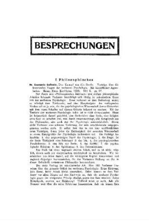 Besprechungen : Philosophisches