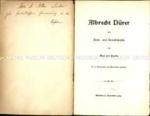 Abhandlung über Albrecht Dürer als Buch- und Kunsthändler