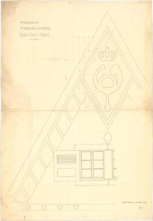Fischer, Theodor; Friedrichshafen; Postgebäude - Südostseite (Detail)